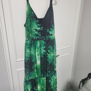 Black milk galaxy emerald sheer midaxi dress XL